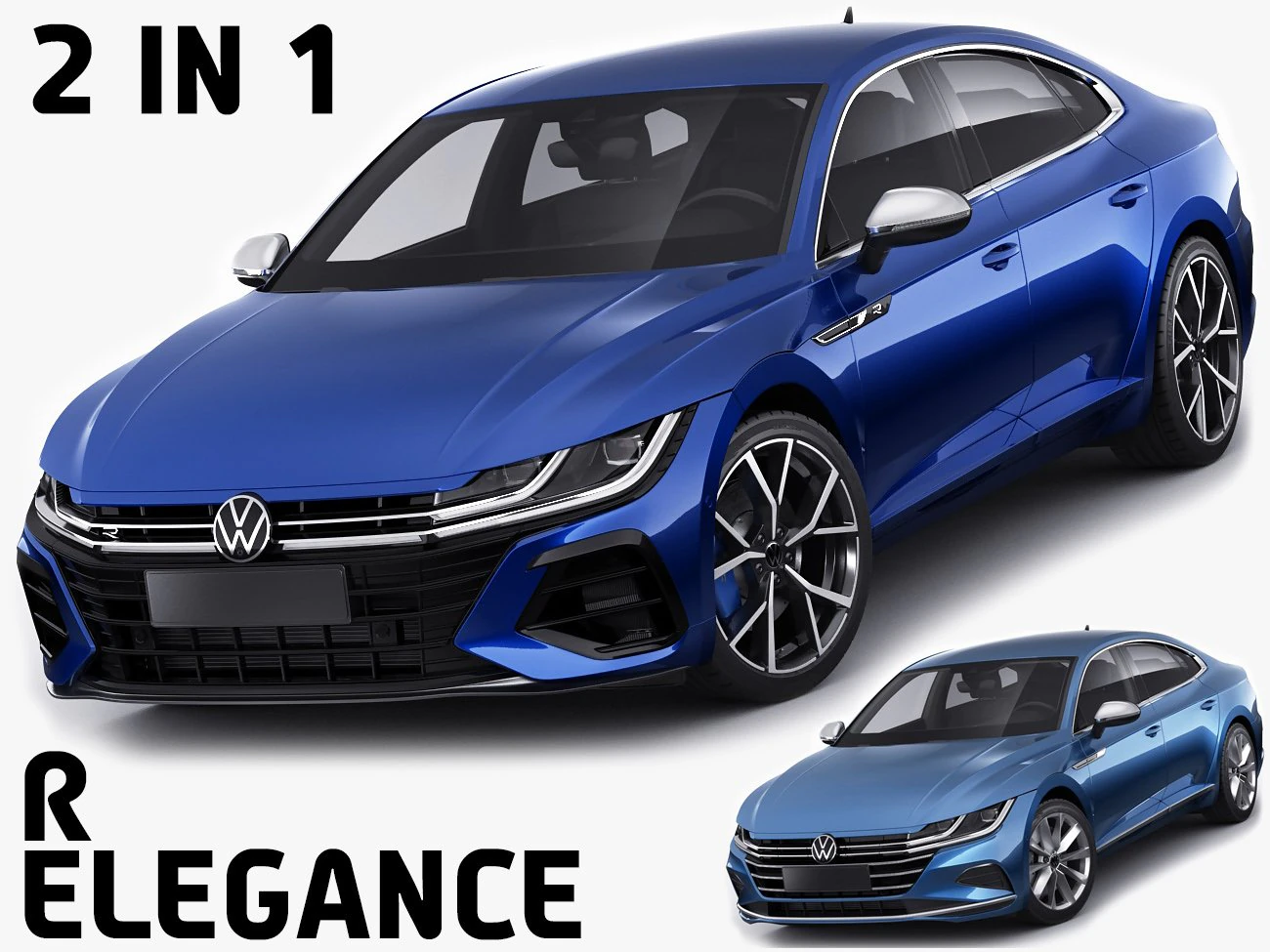volkswagen arteon r and elegance 2021 3D Model .c4d .max .obj .3ds .fbx .stl .blend 