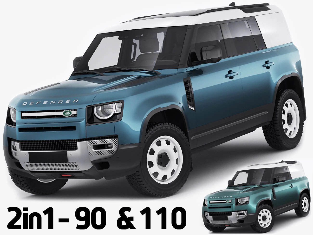 land rover defender hard top 110 and 90 3D Model .c4d .max .obj .3ds .fbx .stl .blend 
