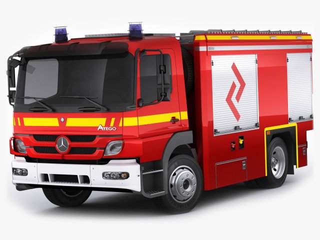 fire truck mercedes atego Modelo 3D .c4d .max .obj .3ds .fbx .stl .blend 