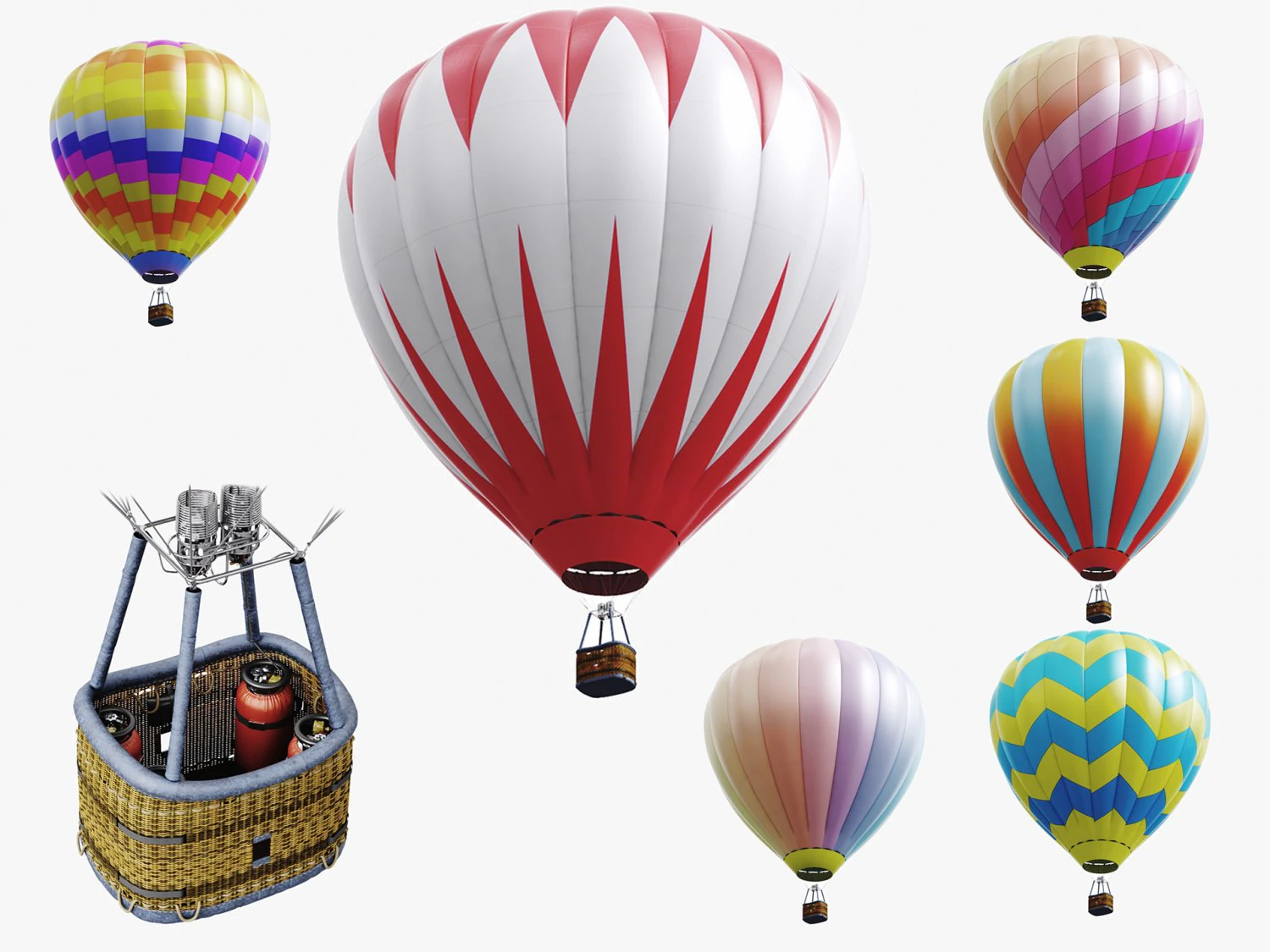 hot air balloon model 3D Model .c4d .max .obj .3ds .fbx .stl .blend