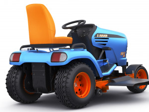 riding lawn mower with trailer and snow blade 3D Model