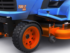 riding lawn mower with trailer and snow blade 3D Model