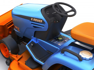 riding lawn mower with trailer and snow blade 3D Model