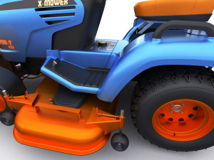 riding lawn mower with trailer and snow blade 3D Model