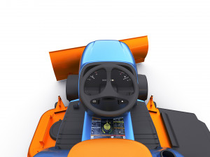 riding lawn mower with trailer and snow blade 3D Model