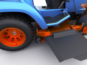 riding lawn mower with trailer and snow blade 3D Model
