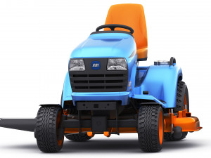 riding lawn mower with trailer and snow blade 3D Model