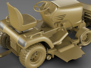 riding lawn mower with trailer and snow blade 3D Model