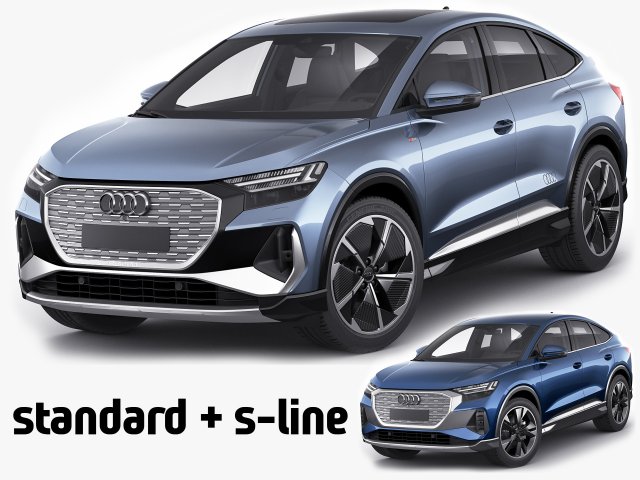 audi q4 e-tron sportback 2022 standard and s-line 3D Модель .c4d .max .obj .3ds .fbx .stl .blend 