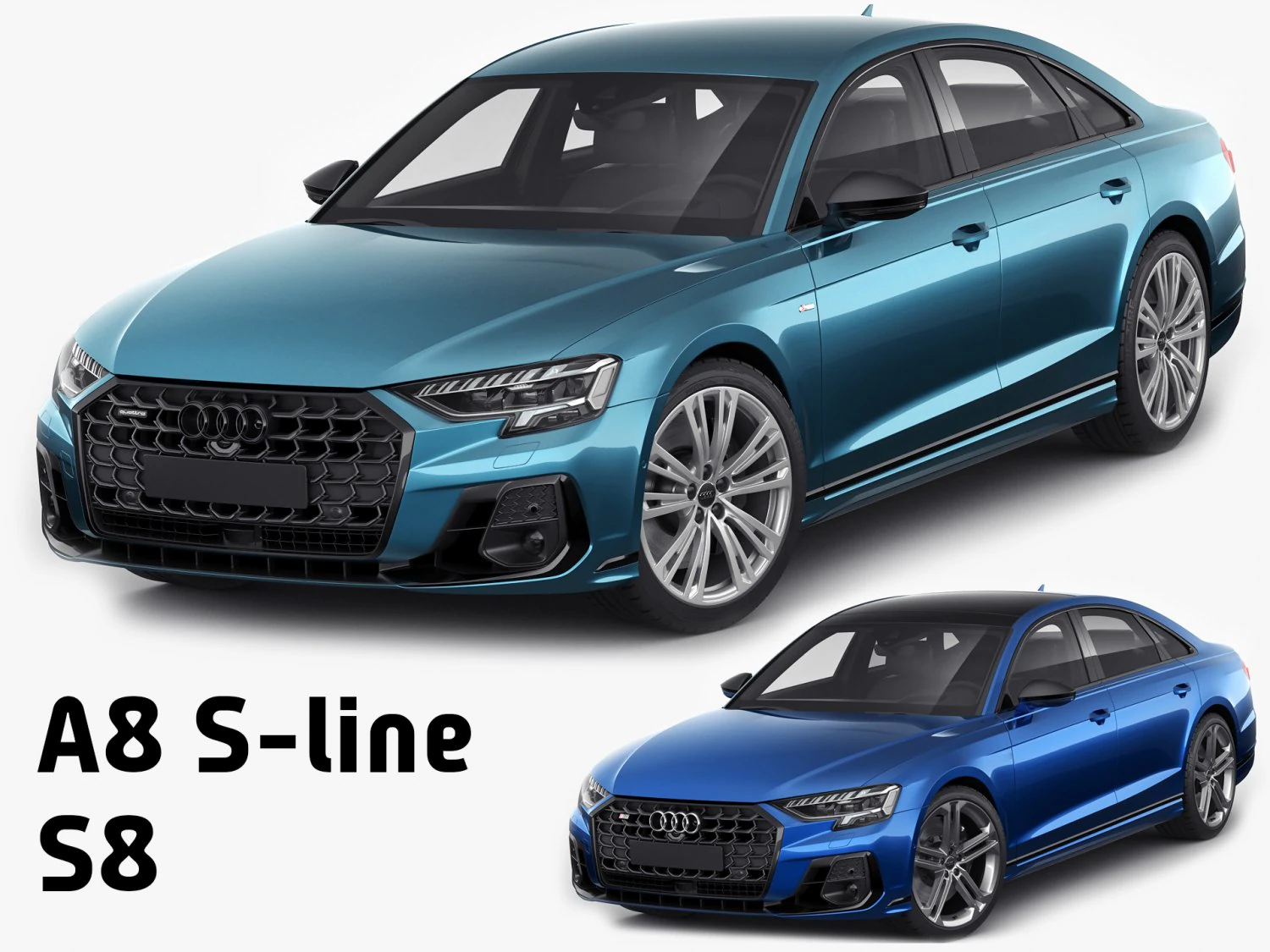 audi a8-s-line and s8 2022 3D Model .c4d .max .obj .3ds .fbx .stl .blend