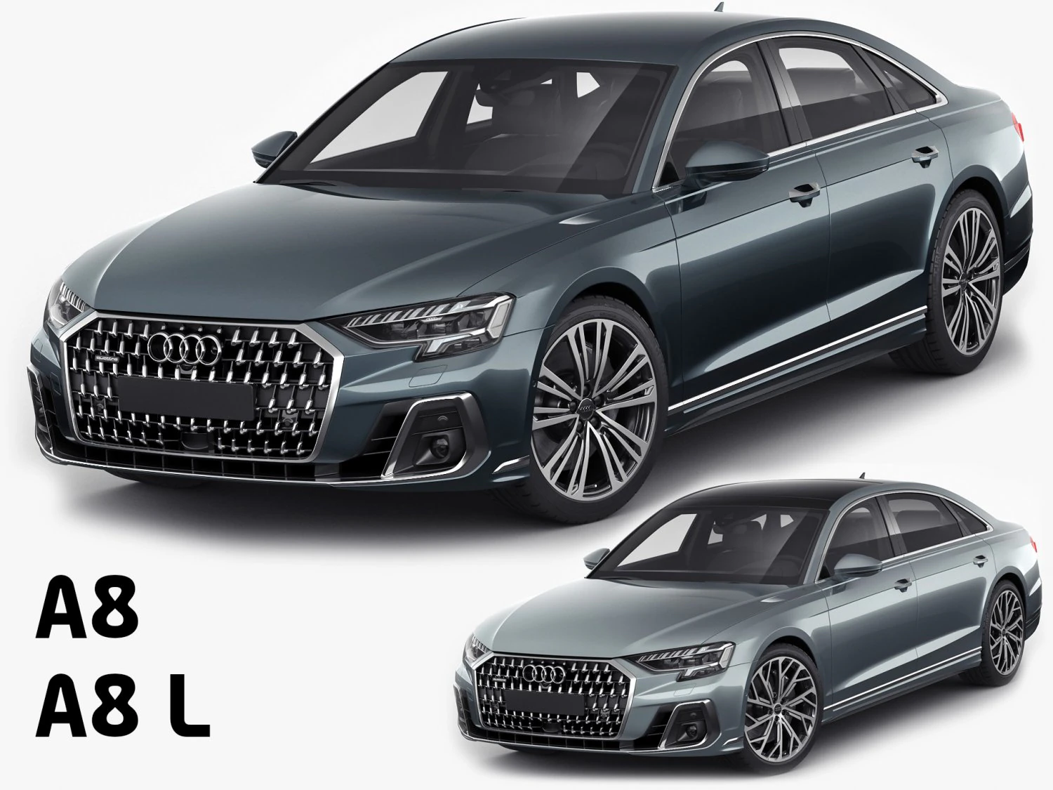 audi a8 and a8l 2022 3D Model .c4d .max .obj .3ds .fbx .stl .blend