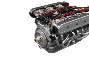 V12 engine with gearbox 3D 模型