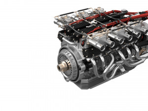V12 engine with gearbox 3D 模型