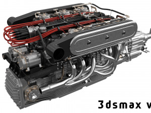 V12 engine with gearbox 3D 模型