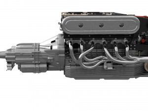V12 engine with gearbox 3D 模型