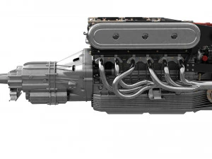 V12 engine with gearbox 3D Model