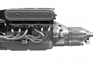 V12 engine with gearbox 3D 模型