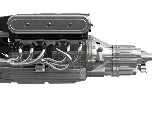 V12 engine with gearbox 3D Model