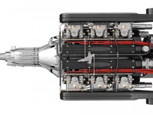 V12 engine with gearbox 3D Model