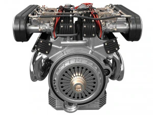 V12 engine with gearbox 3D Model