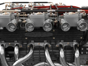 V12 engine with gearbox 3D Model