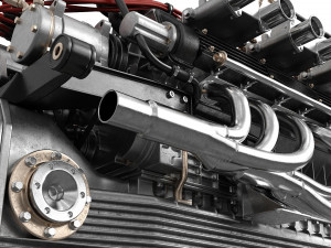 V12 engine with gearbox 3D 模型