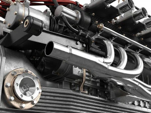 V12 engine with gearbox 3D Model
