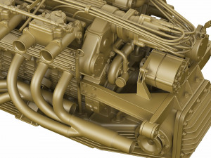 V12 engine with gearbox 3D 模型