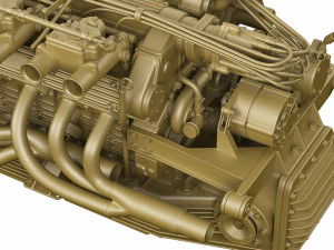 V12 engine with gearbox 3D Model