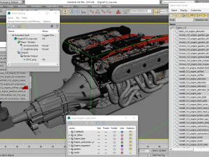V12 engine with gearbox 3D Model