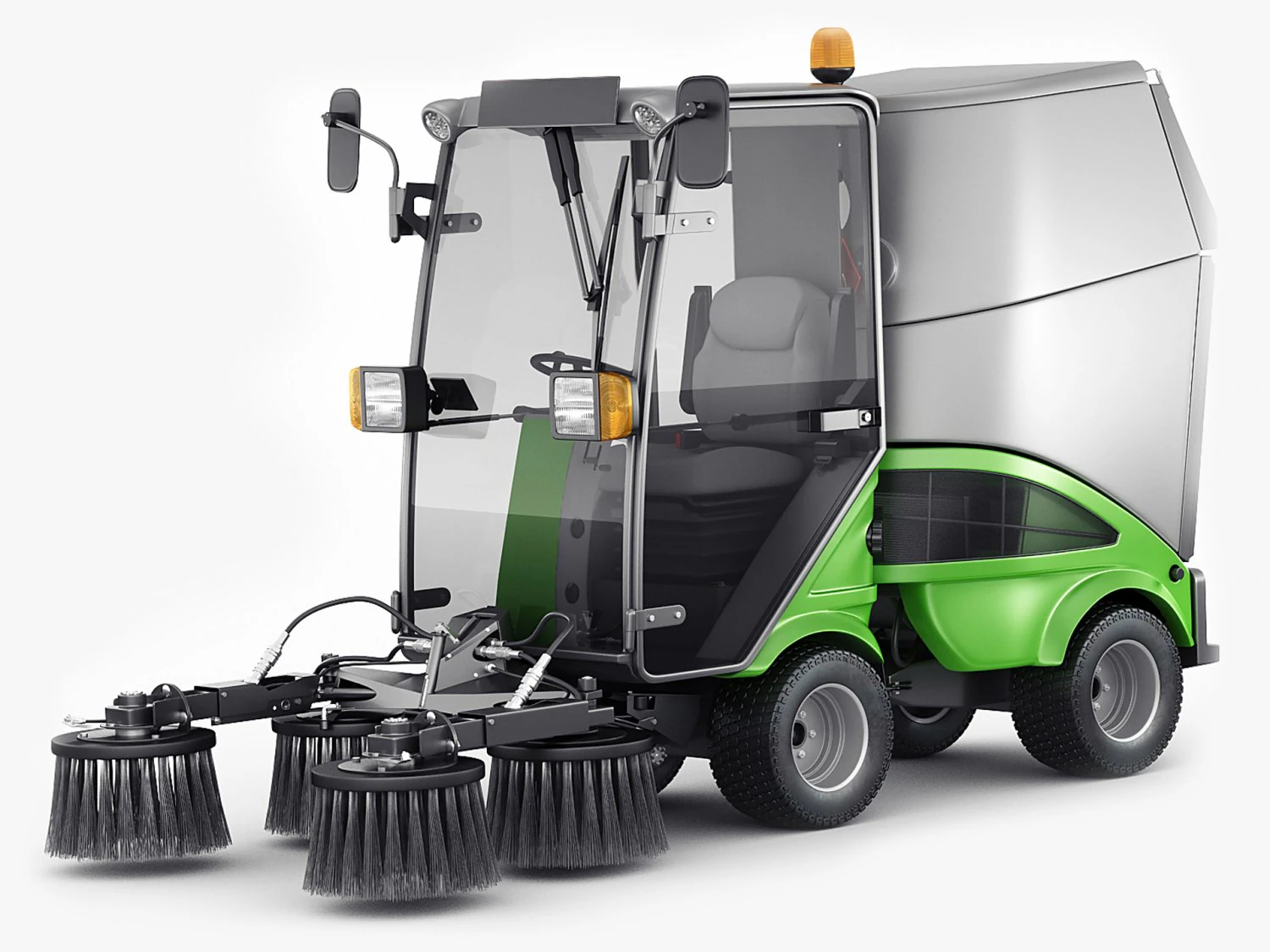 Compact Street Sweeper 3D Model .c4d .max .obj .3ds .fbx .stl .blend