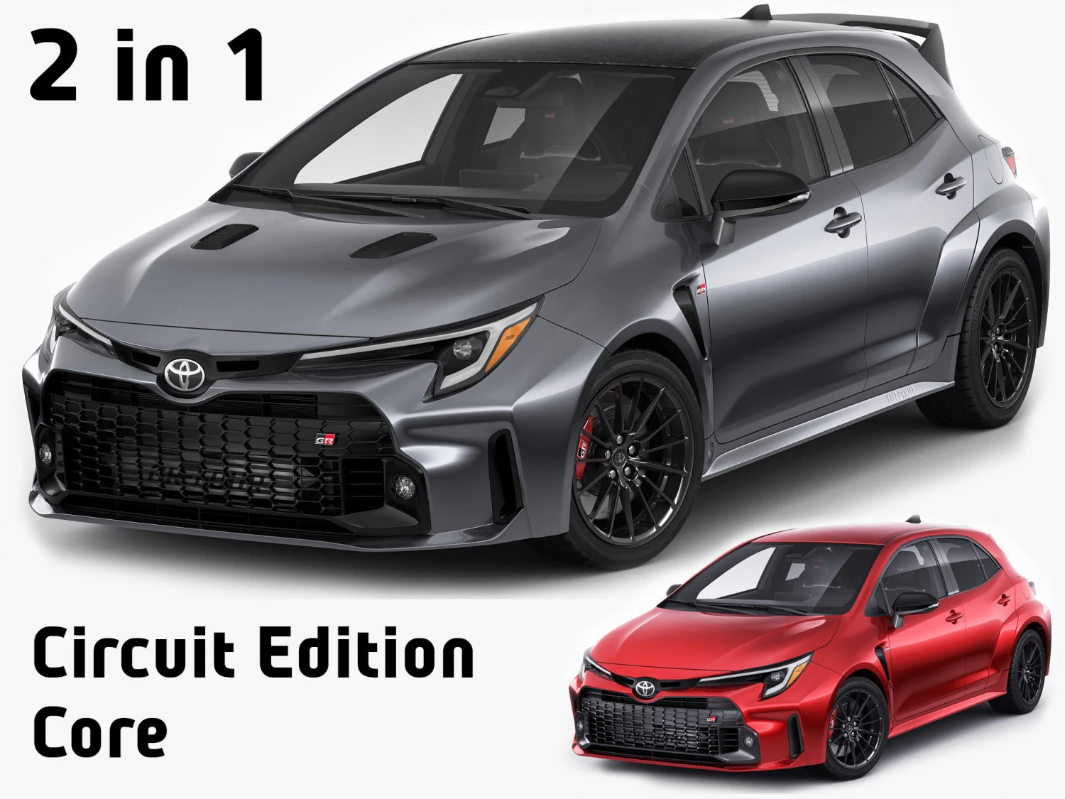 Toyota GR Corolla 2023 2 versions 3D Model .c4d .max .obj .3ds .fbx .stl .blend 