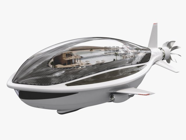 Futuristic Airship Concept 3D Model .c4d .max .obj .3ds .fbx .lwo .lw .lws