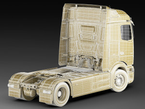Mercedes eActros 600 with trailer 3D मॉडल