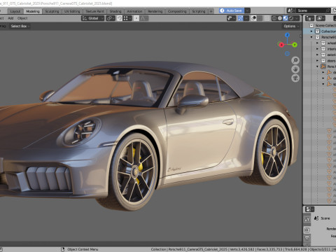 Porsche 911 Carrera GTS Cabriolet 2025 Modelo 3D