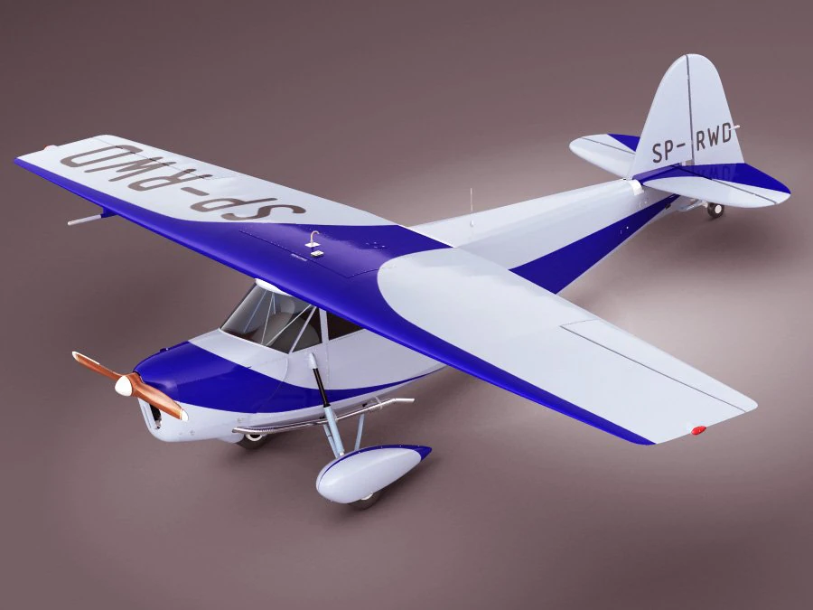 propeller airplane rwd5 3D Model .c4d .max .obj .3ds .fbx .stl .blend 