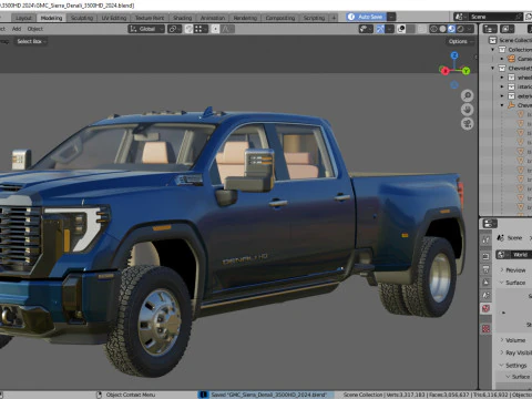 Pick-up Sierra 3500HD Dually Denali Ultimate 2024 3D Model