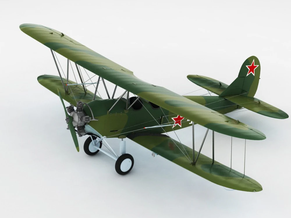polikarpov po2 soviet biplane 3D Model .c4d .max .obj .3ds .fbx .stl .blend 