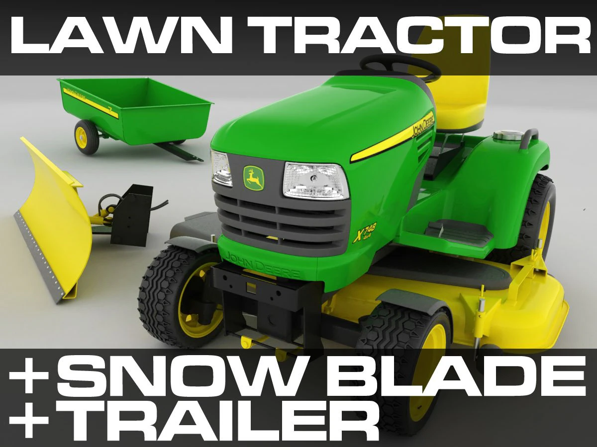 john deere lawn mower 3D Model .c4d .max .obj .3ds .fbx .stl .blend 
