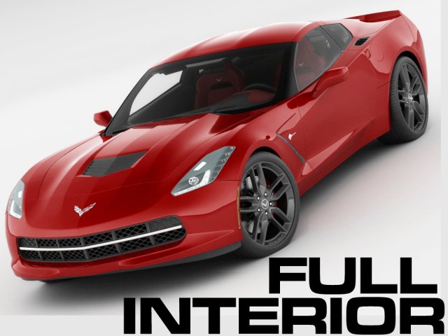 chevrolet corvette stingray with interior 3D Model .c4d .max .obj .3ds .fbx .stl .blend 