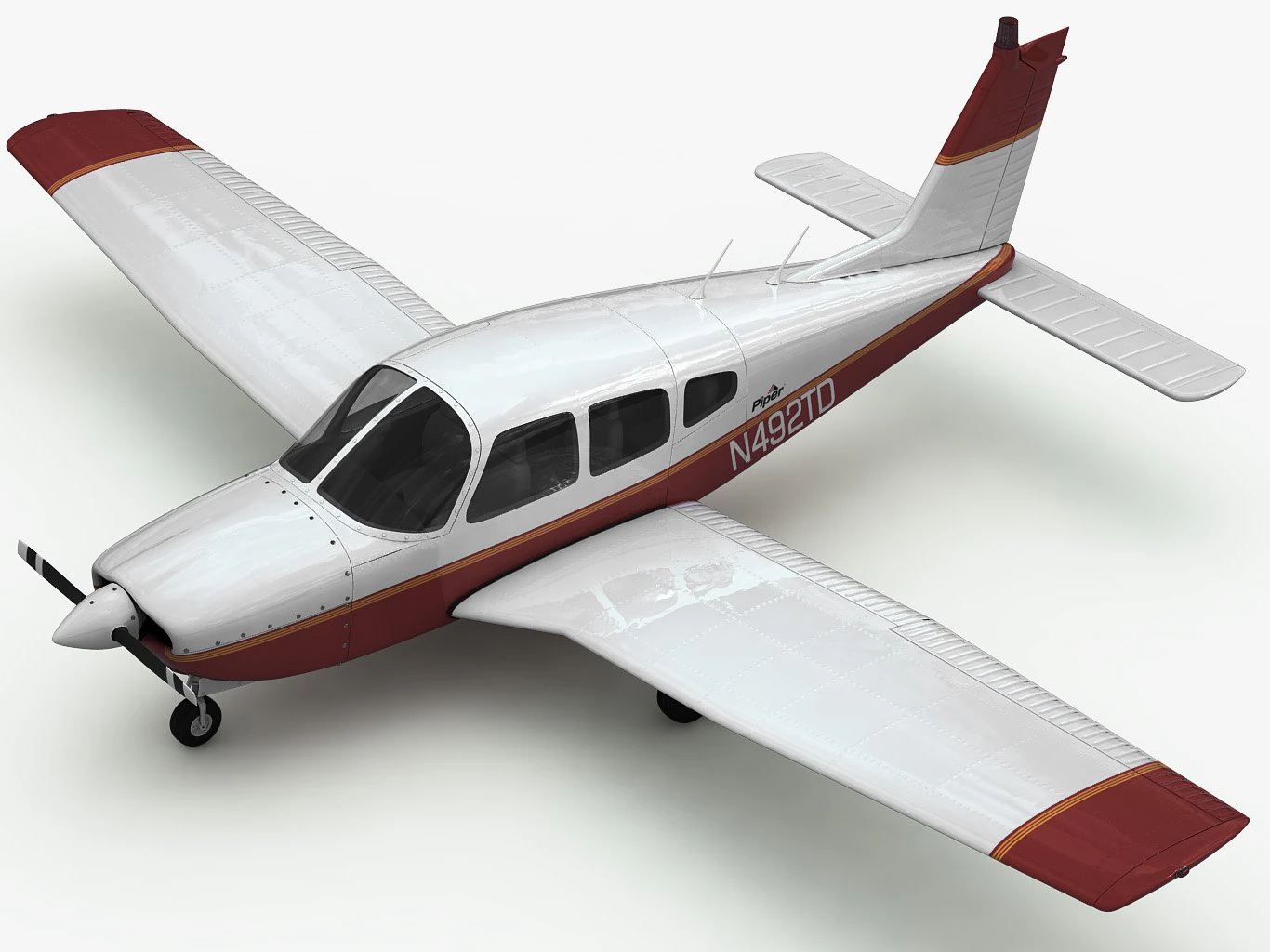 piper pa28 cherokee arrow 3D Model .c4d .max .obj .3ds .fbx .stl .blend 
