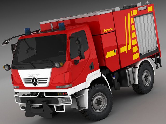 mercedes unimog u20 fire engine Model 3D .c4d .max .obj .3ds .fbx .stl .blend 