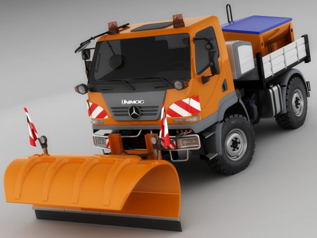 mercedes unimog u20 snow removal 3D Model .c4d .max .obj .3ds .fbx .stl .blend 
