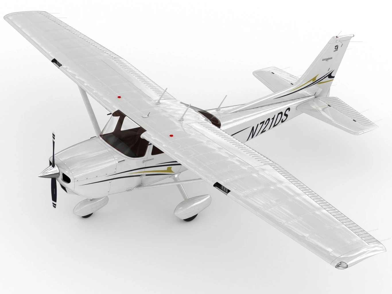 cessna 172 skyhawk 3D Model .c4d .max .obj .3ds .fbx .stl .blend 