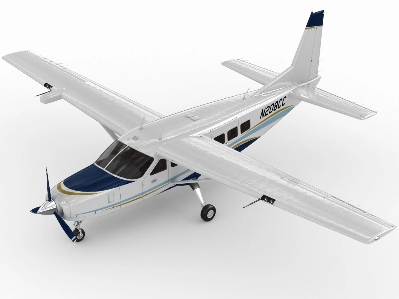 cessna 208 caravan 3D Model .c4d .max .obj .3ds .fbx .stl .blend 