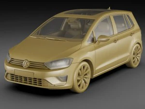 vw golf sportsvan 2014 3D Model