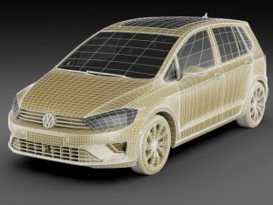 vw golf sportsvan 2014 3D Model