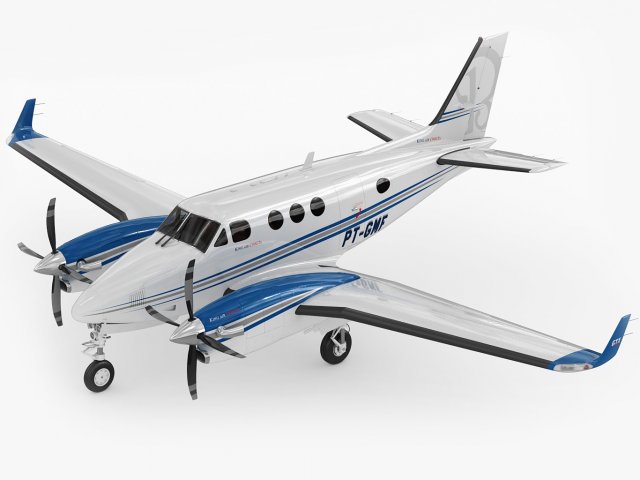 beechcraft king air c90gtx 3D Model .c4d .max .obj .3ds .fbx .stl .blend 
