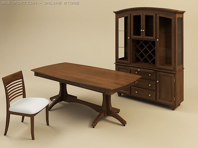 dining room furniture set md1 Model 3D .c4d .max .obj .3ds .fbx .stl .blend