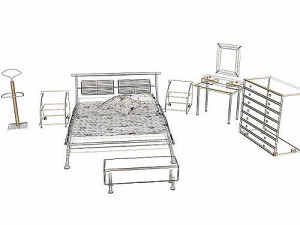 bedroom set assisi 3D 모델